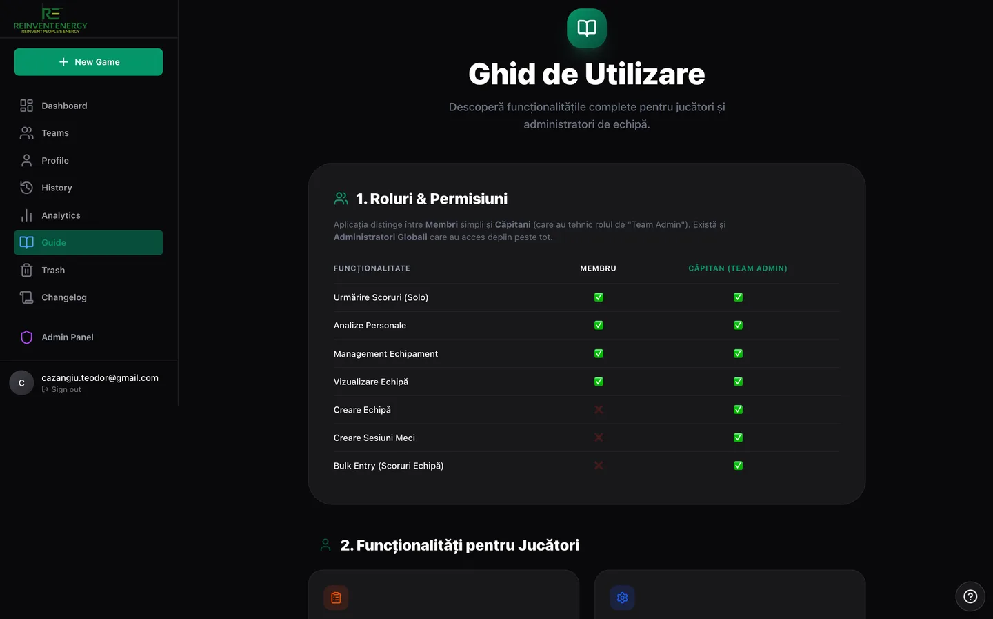 Ghid de utilizare în aplicație