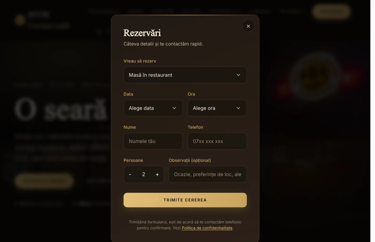 Rezervări online în 4 câmpuri